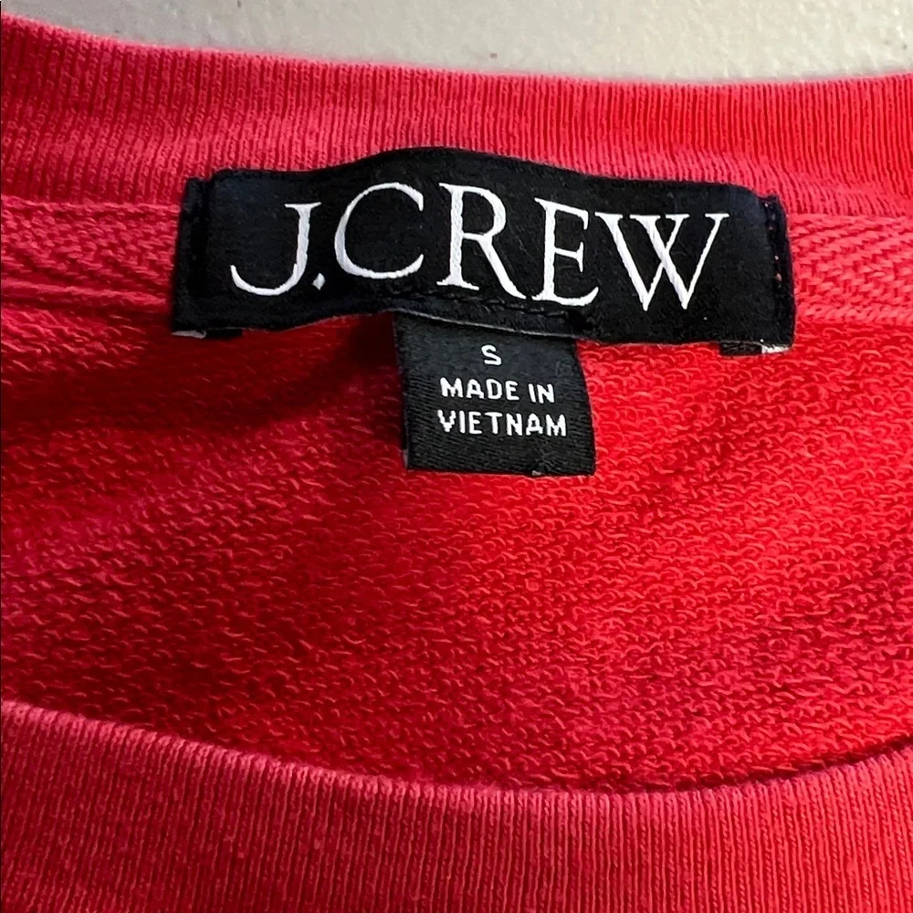 J. Crew Women's Deep Coral light Distressed Crop Sweatshirt Sz S